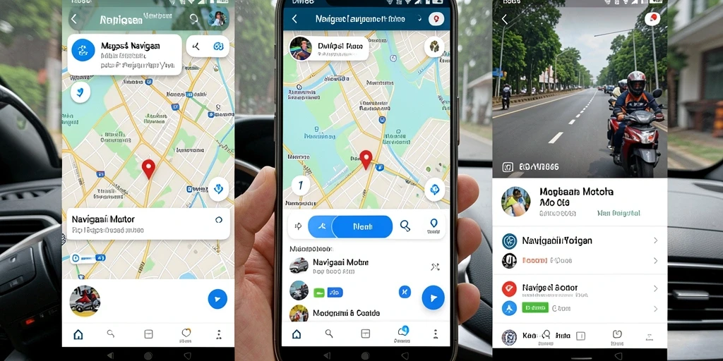 Antarmuka DMD686 dengan peta navigasi dan informasi cuaca terkini.