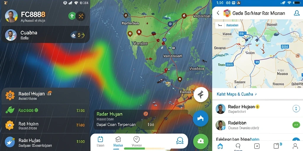 Antarmuka aplikasi FC888 menampilkan radar hujan yang informatif.