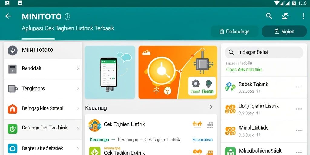 Tampilan antarmuka aplikasi MINITOTO menampilkan fitur Cek Tagihan Listrik yang intuitif.