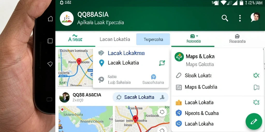 Antarmuka aplikasi QQ88ASIA untuk pelacakan lokasi secara real-time.