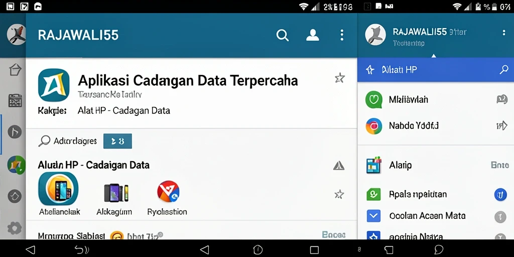 Antarmuka aplikasi RAJAWALI55 yang intuitif untuk cadangan data.