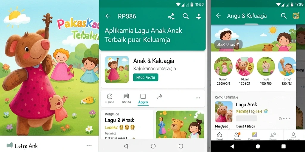 Tampilan antarmuka RP886 yang ramah anak untuk menikmati lagu.