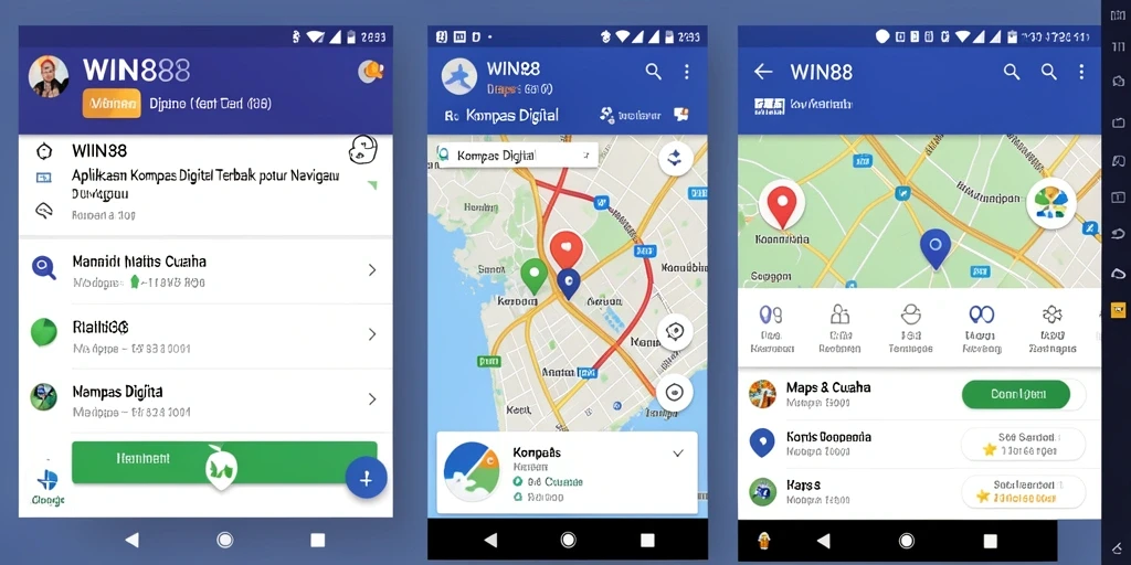 Antarmuka aplikasi WIN88 yang menunjukkan fitur Kompas Digital.